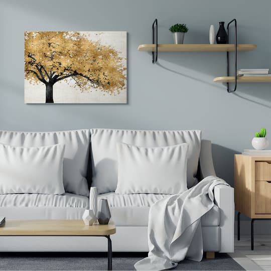 Stupell Industries Traditional Tree with Autumn Leaves over Neutral Canvas Wall Art